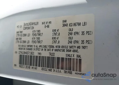 2006 Dodge Ram 1500 St из США, поврежденный, VIN 1D7HU18N46S713631